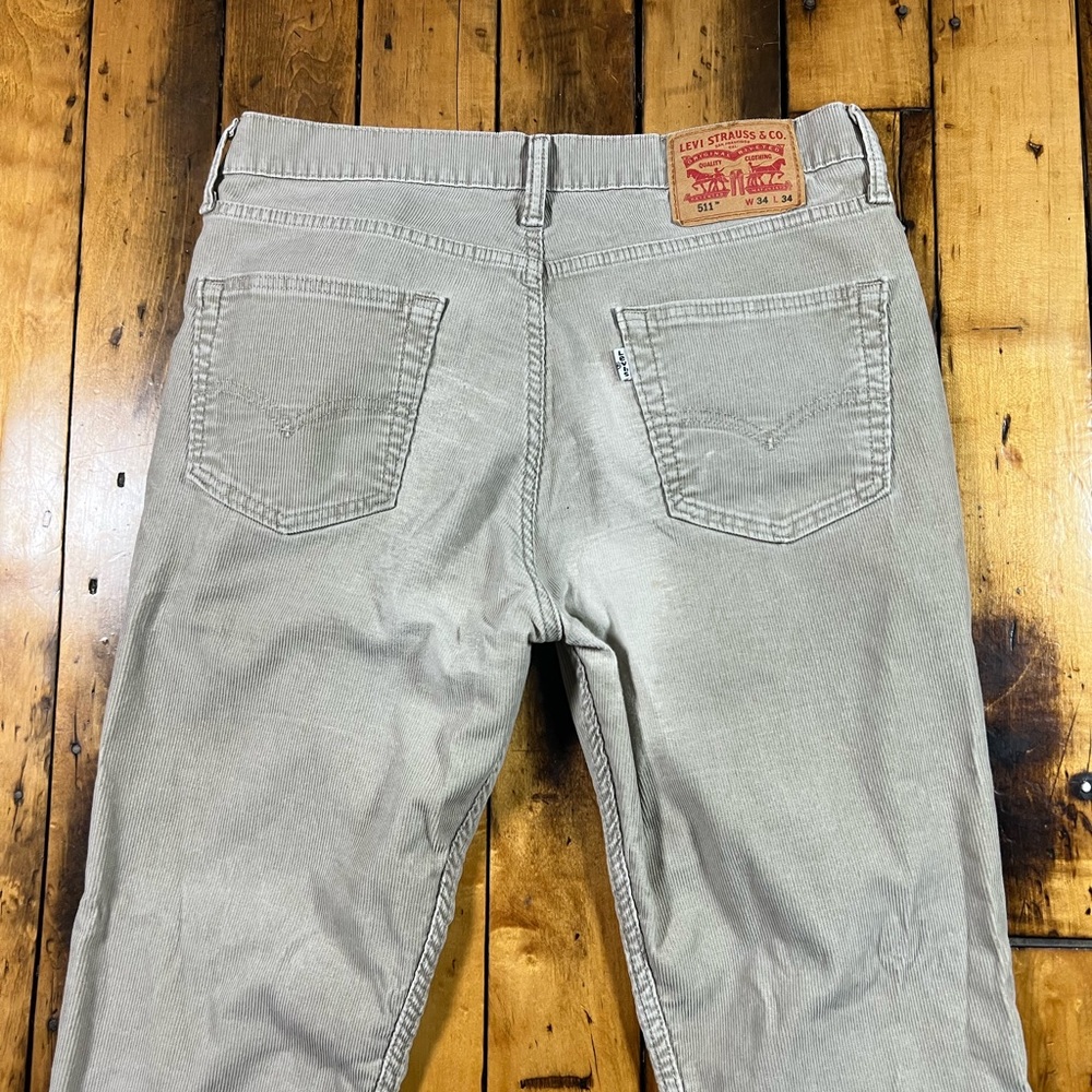 Levi’s 511 Men's 34x34 (Fits 32x33) Corduroy Pants Slim Fit White Tab Beige Tan